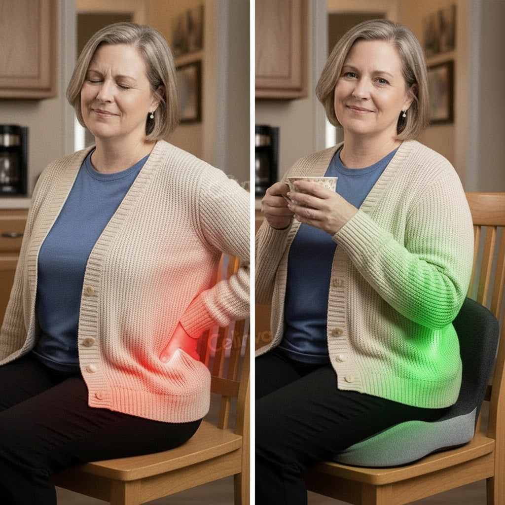 Ergonomic Memory Foam Seat Cushion — Orthopedic Contoured Pad