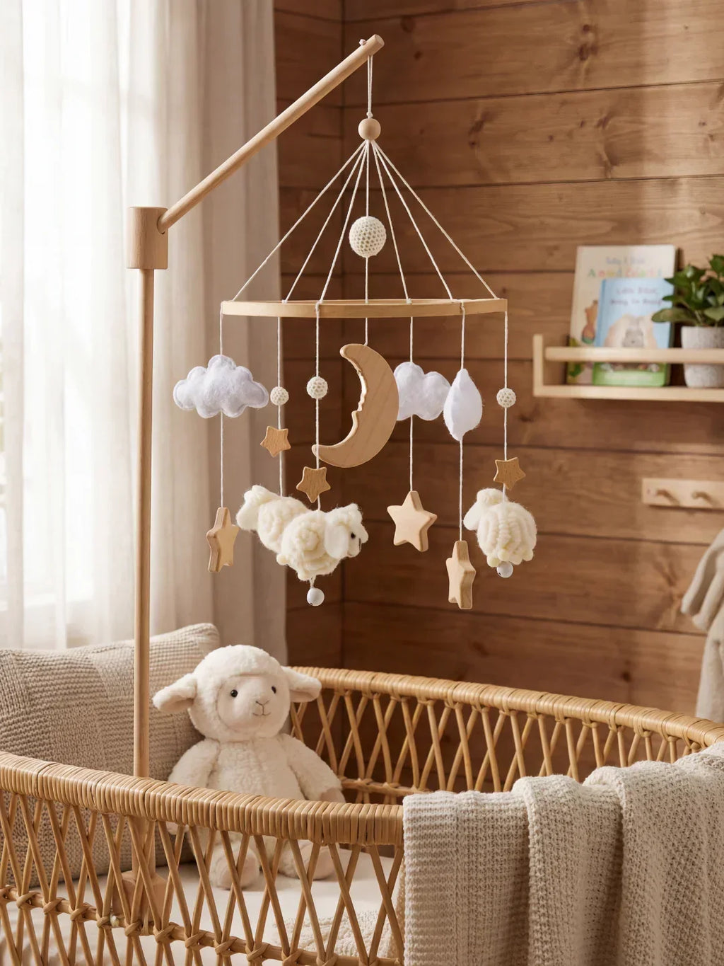 Wooden Baby Mobile — Slow Swaying Motion and Hanging Ornaments