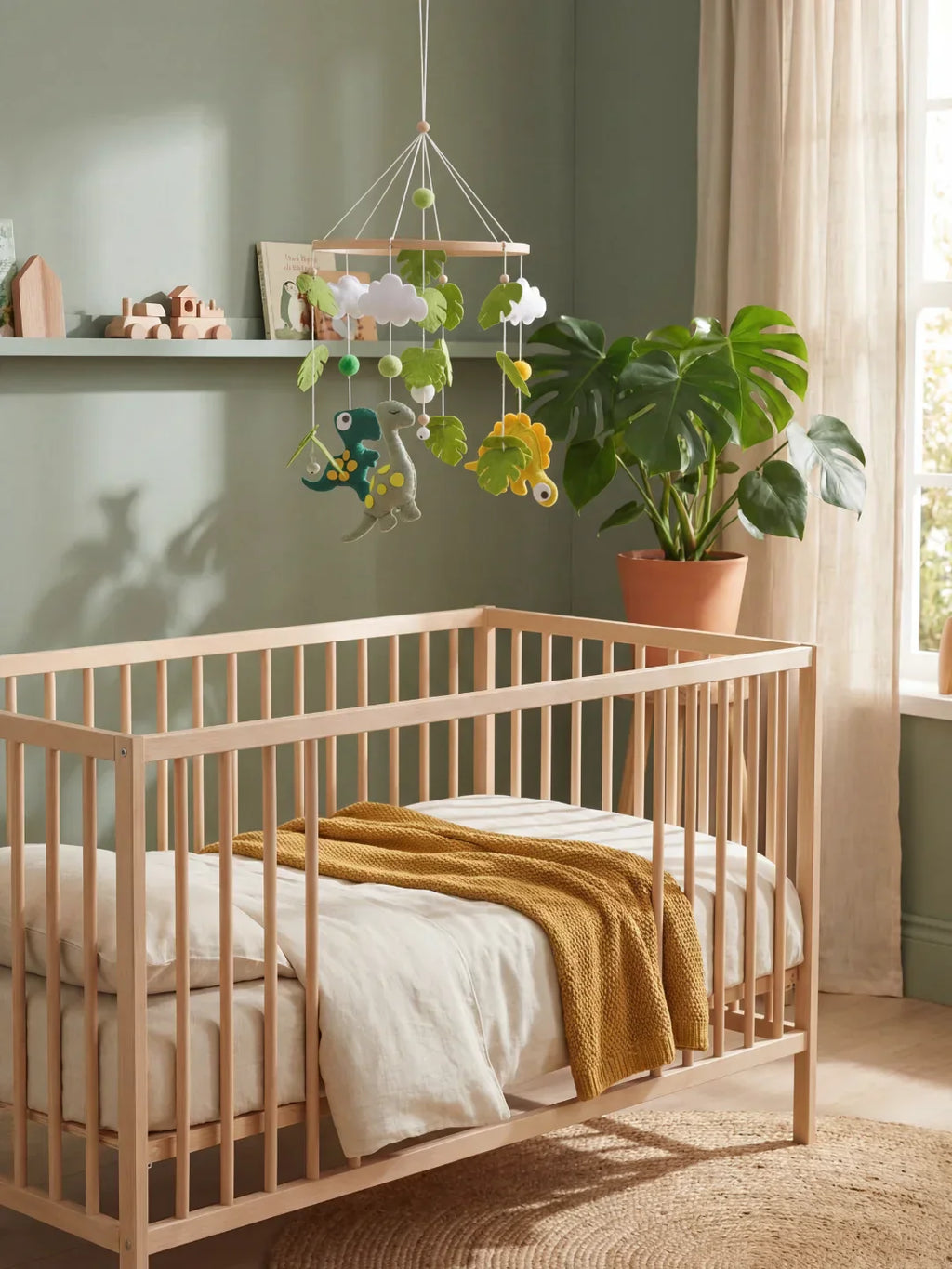 Wooden Baby Crib Mobile — Direct Arm Mount, Minimalist Design