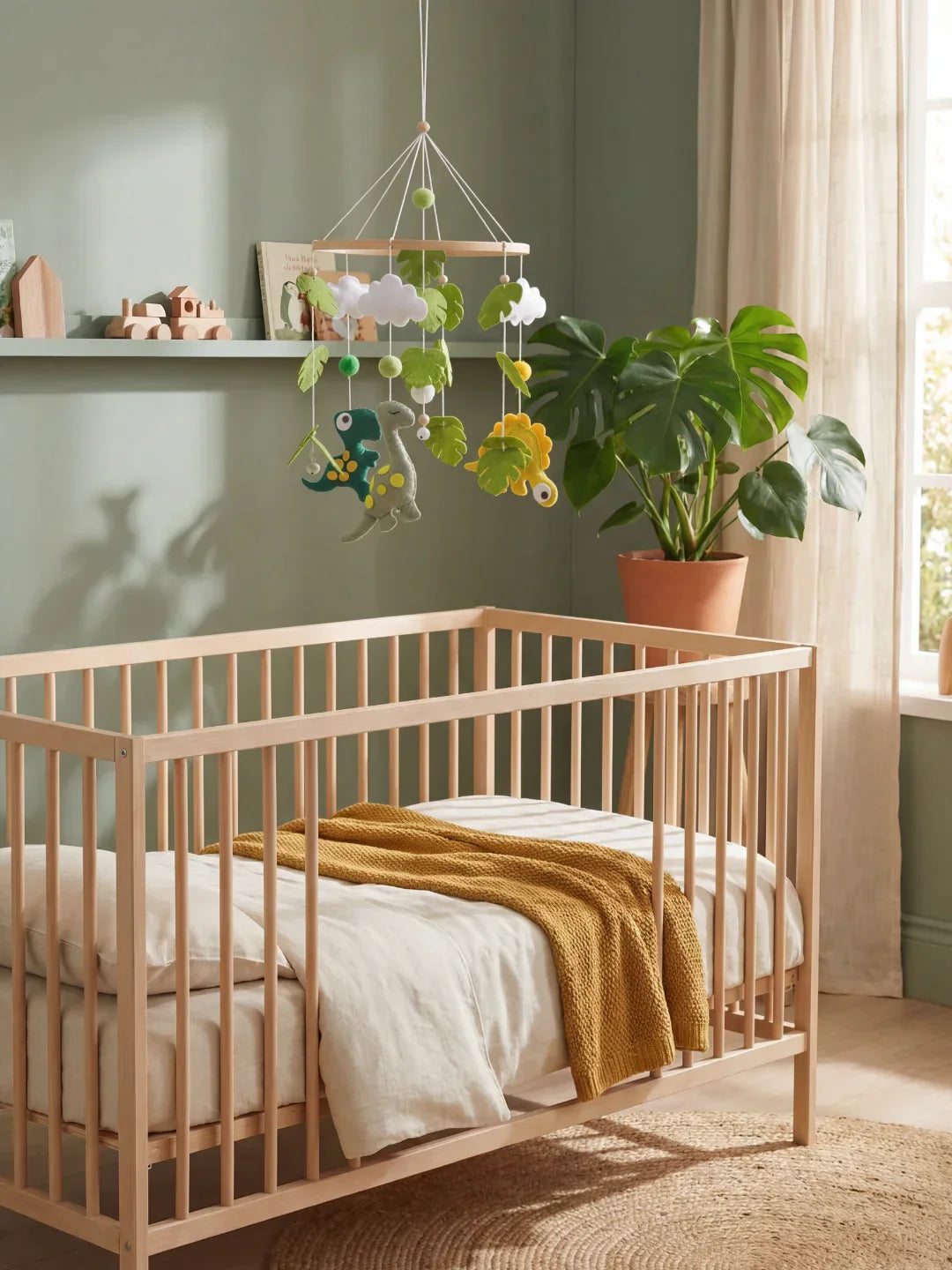 Wooden Baby Crib Mobile — Direct Arm Mount, Minimalist Design