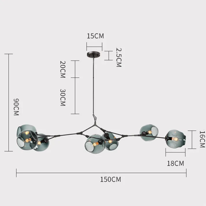 BubbleLight Sputnik-Pendelleuchte — Verzweigtes Glasblasendesign