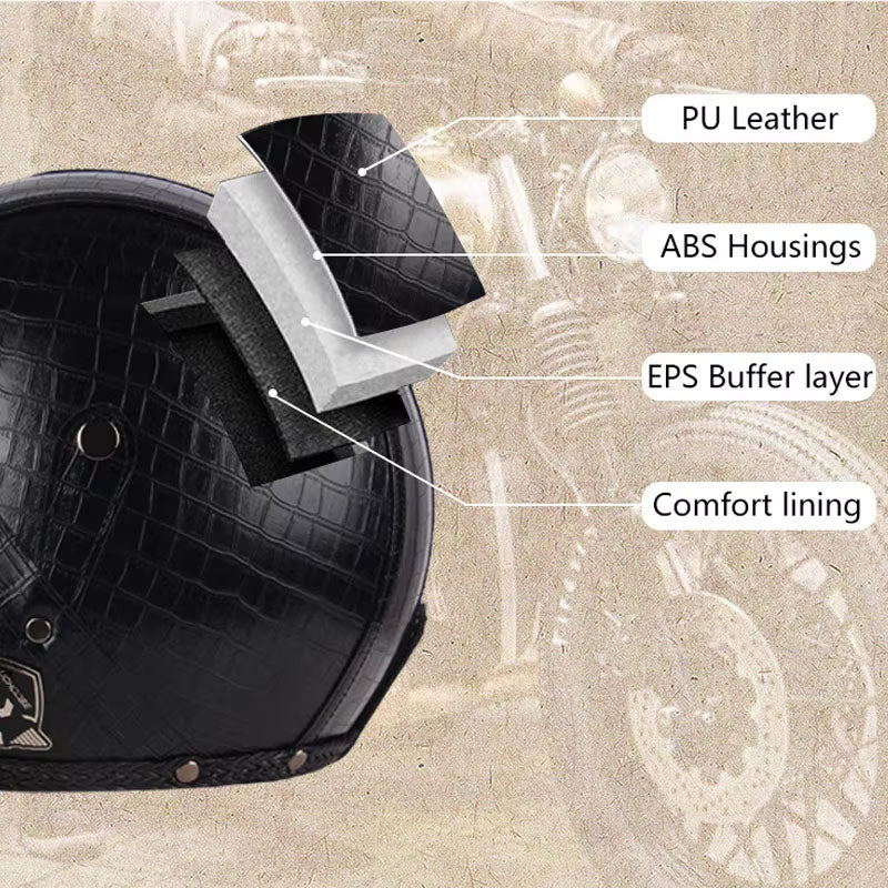 MotoJet Retro Chopper Helmet — DOT and ECE Certified, 3/4 Open Face