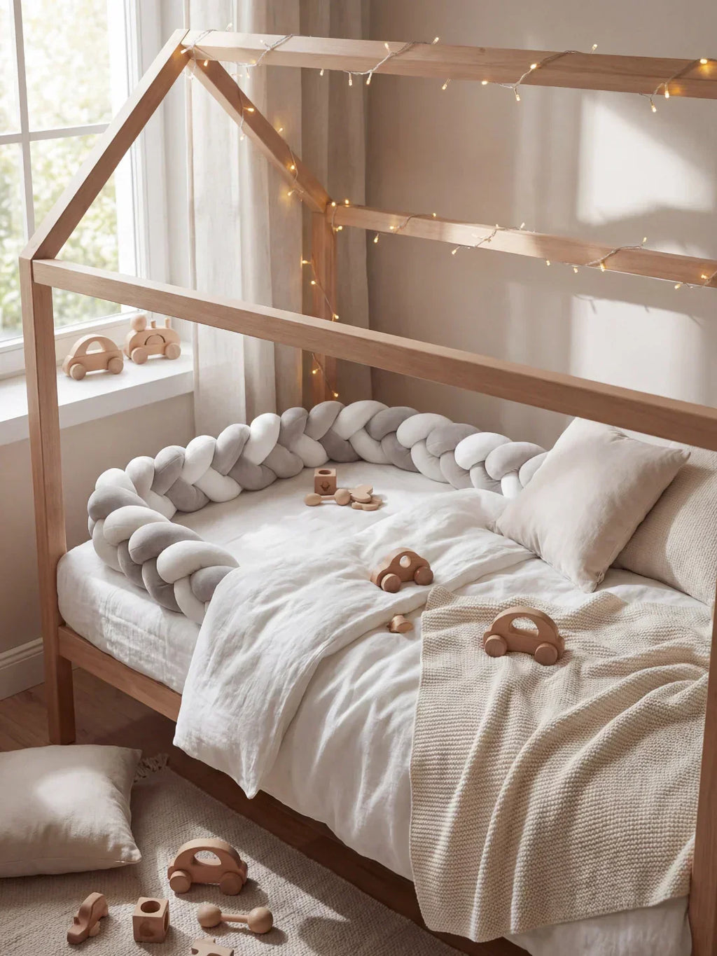 Two-Tone Braided Baby Crib Bumper — Premium Protection