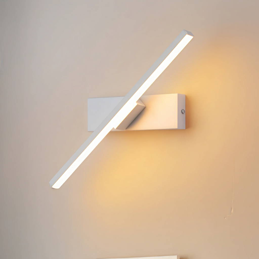 Modern Linear Wall Lamp – Black/White Metal Fixture for Bedroom - Flindria