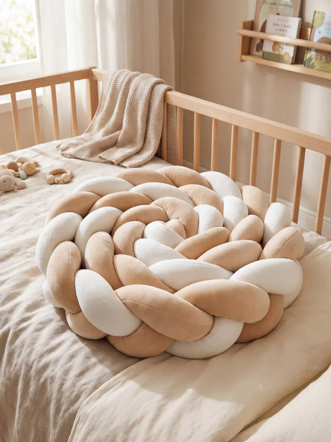 Two-Tone Braided Baby Crib Bumper — Premium Protection