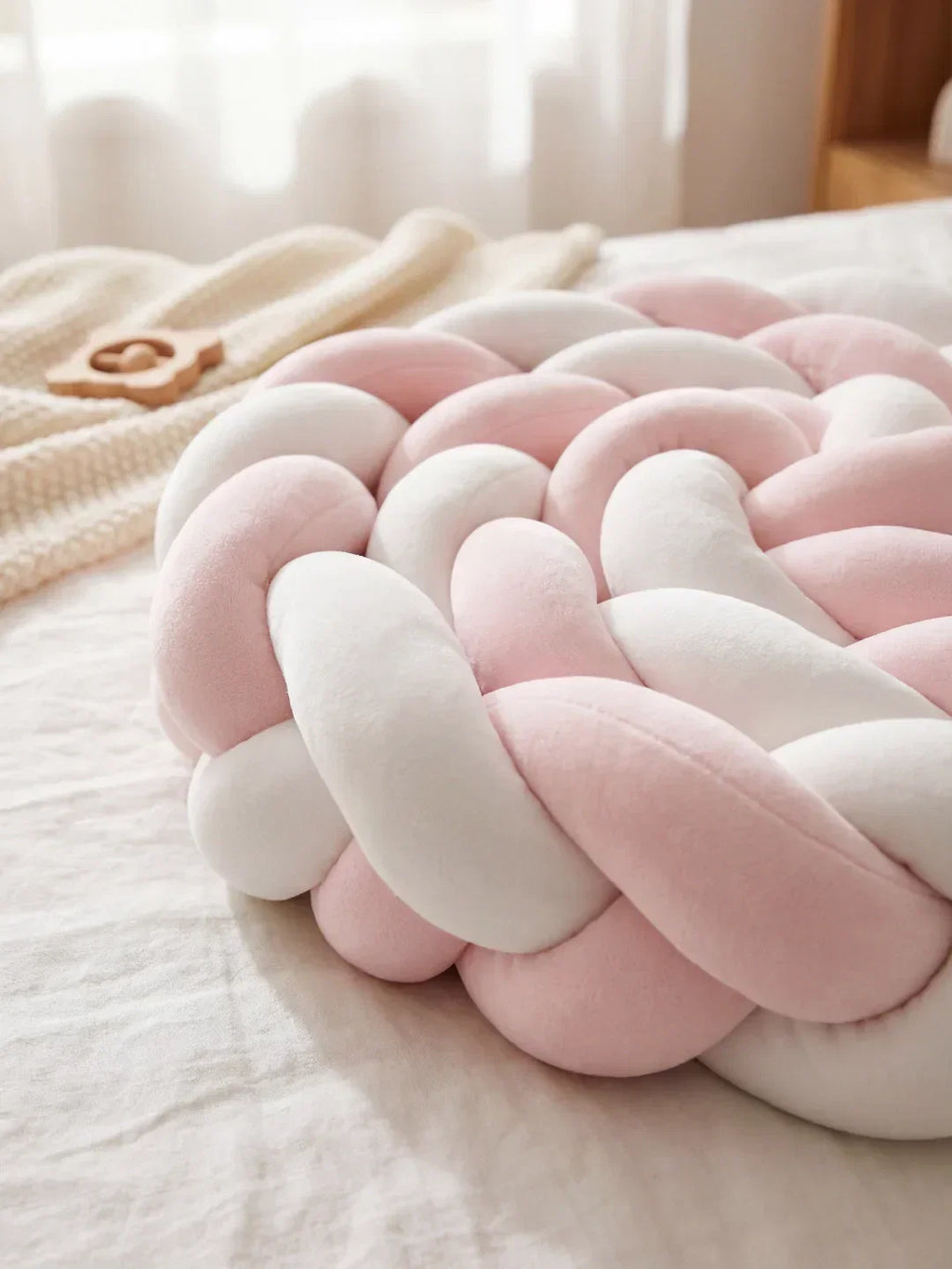 Two-Tone Braided Baby Crib Bumper — Premium Protection
