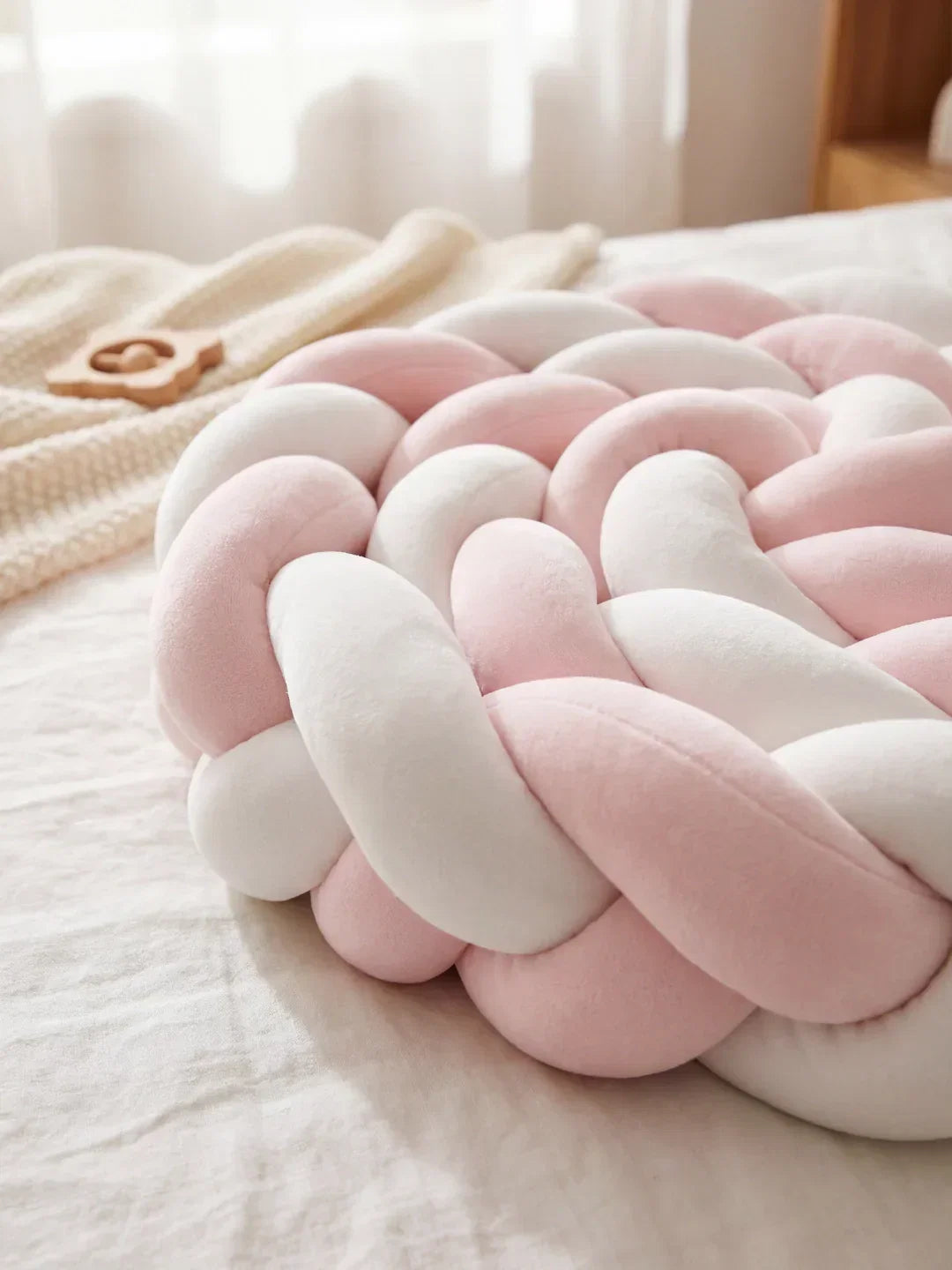 Two-Tone Braided Baby Crib Bumper — Premium Protection