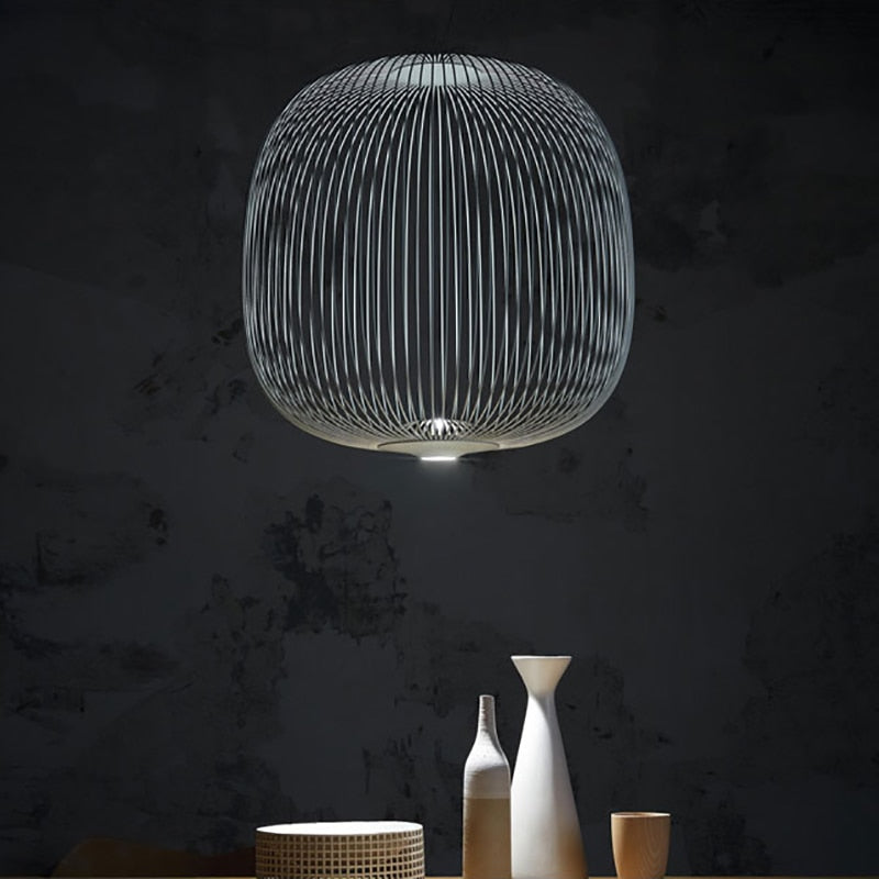 Iron Spoke Pattern Pendant Light — 35 Cm Wide, 135 Cm Drop
