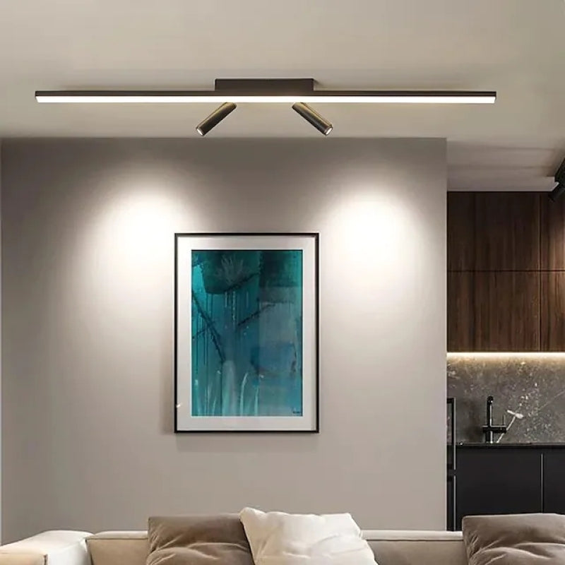 80–100cm Black Linear LED Ceiling Light — Adjustable Spotlights