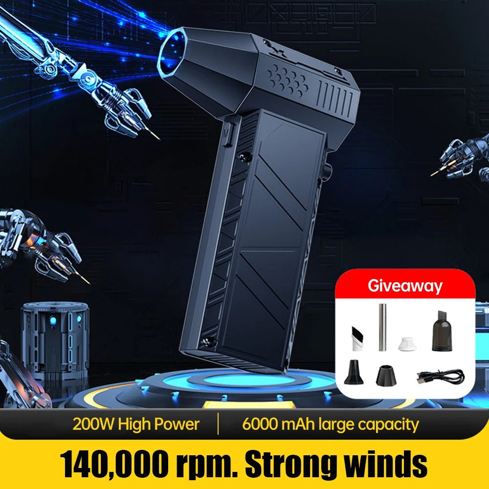 Aspiratore soffiatore ad alta potenza — Pulitore a getto turbo, batteria da 6000mAh