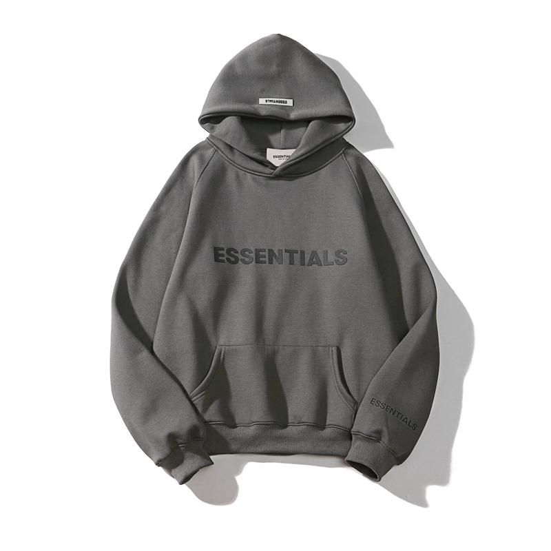 Fear Of God Essentials Hoodie — 100 % bomull, ultramjukt sweatshirtmaterial, känguruficka