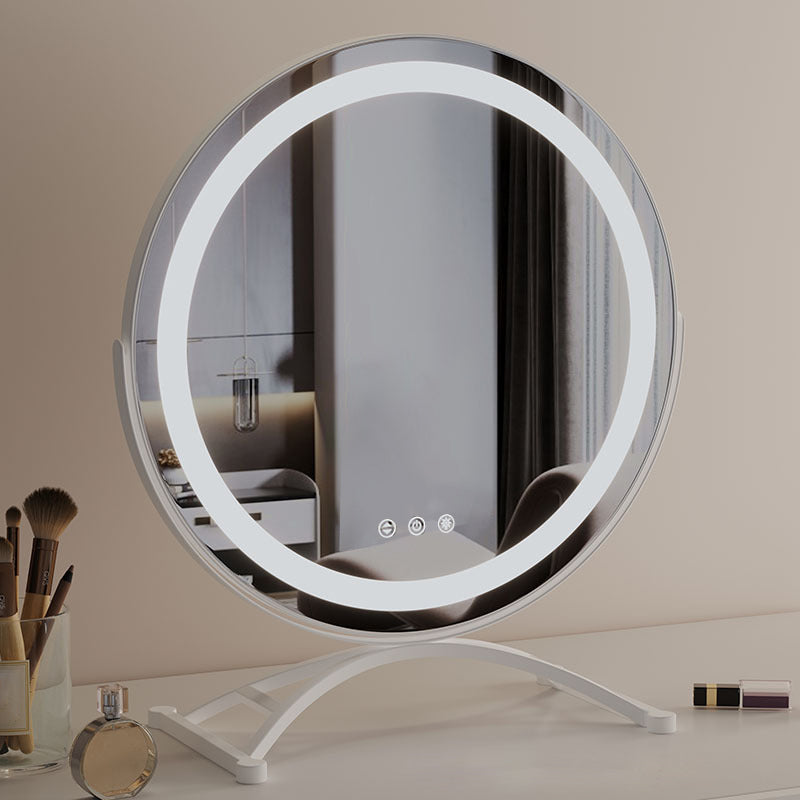 Specchio LED da trucco — Illuminazione dimmerabile, supporto con rotazione a 360 gradi, pannello di controllo touch