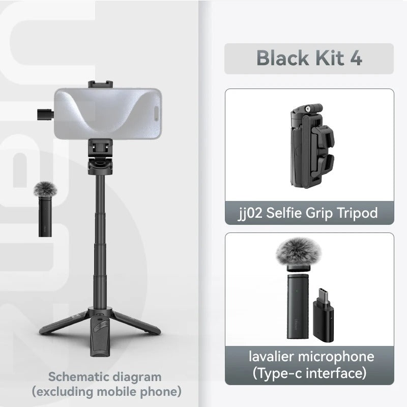 Bluetooth-Selfie-Stick-Stativ — ausziehbarer 4-teiliger 360°-Halter