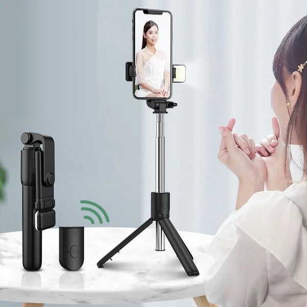 6 In 1 Wireless Bluetooth Selfie Stick With Fill Light | Filindra
