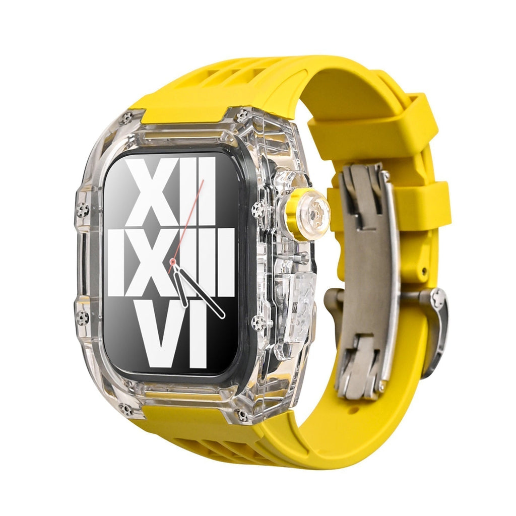 Transparentes Apple-Watch-Schutzgehäuse der RM-V30-Glacier-Serie mit Fluorkautschukarmband