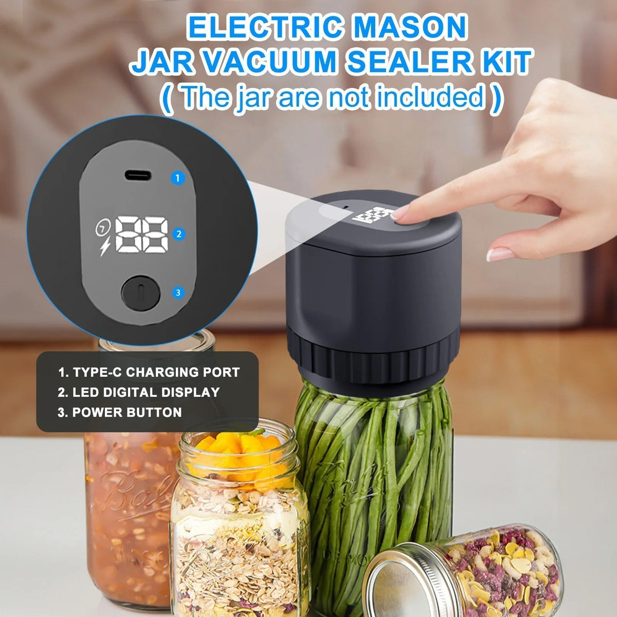 Premium Electric Mason Jar Vacuum Sealer Kit — Airtight Seal