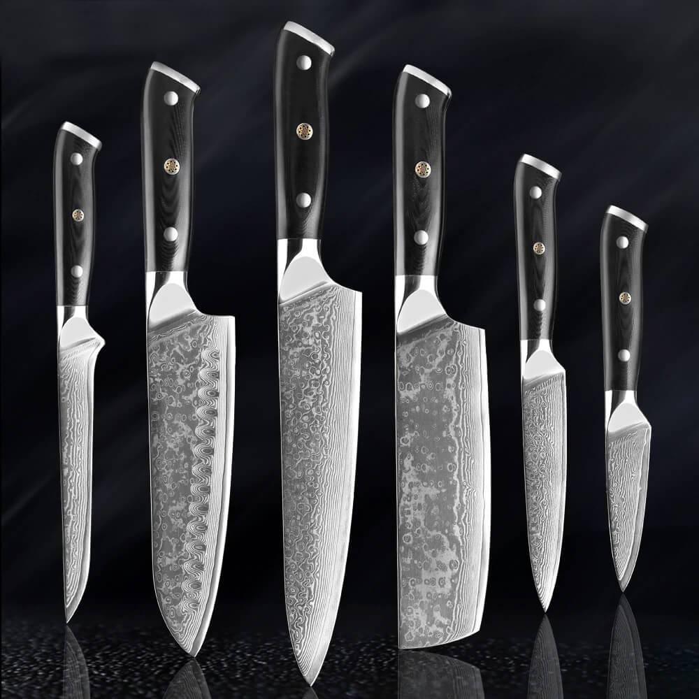 6-Piece VG10 Damascus Steel Kitchen Knife Set — 67-Layer Blades