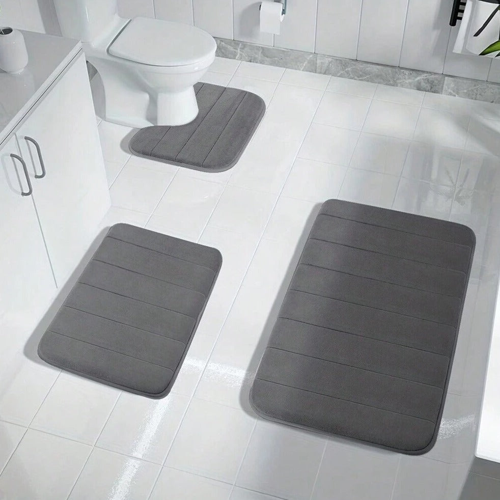 3-Piece Memory Foam Bath Mat Set — Non-Slip, Plush Comfort