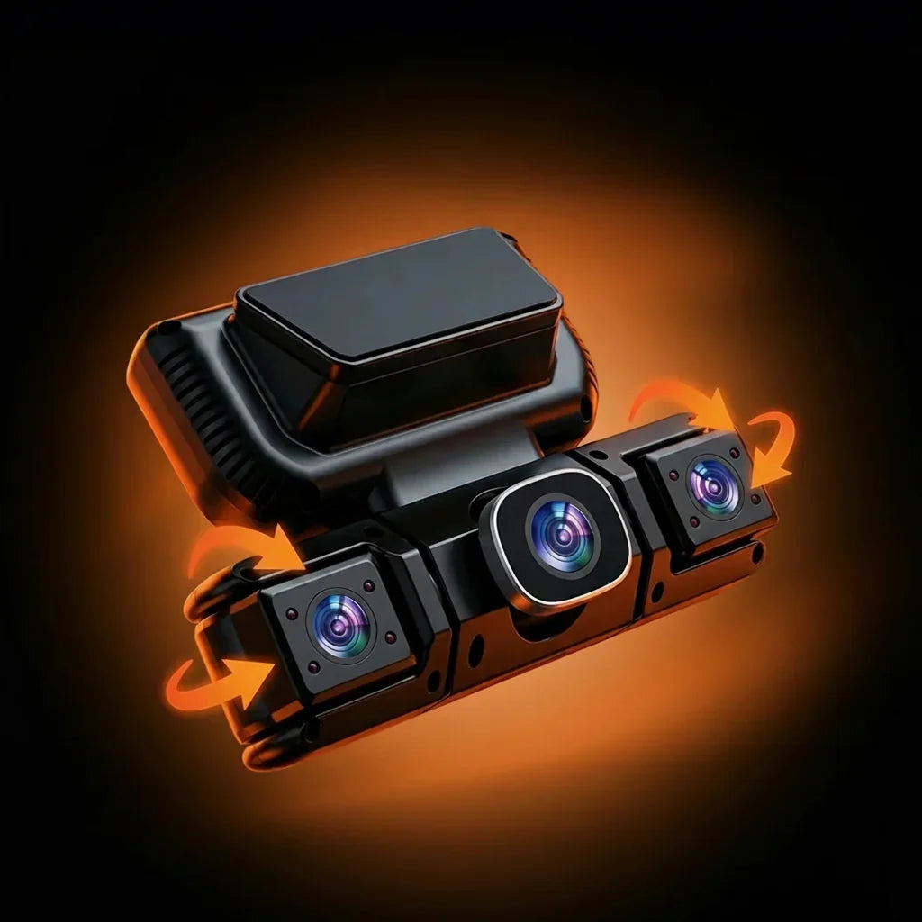 360 Degree Four Lens Dash Camera — Integrated GPS In-Car Video Recorder