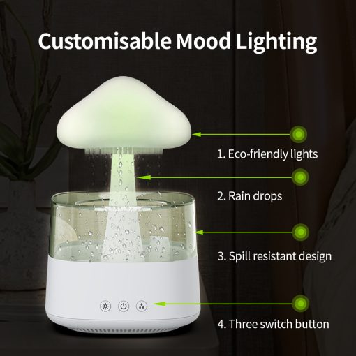 2-in-1 Desk Light Humidifier Rain Cloud Aromatherapy Essential Oil Zen Diffuser & Raining Cloud Night Light Mushroom Lamp | Filindra