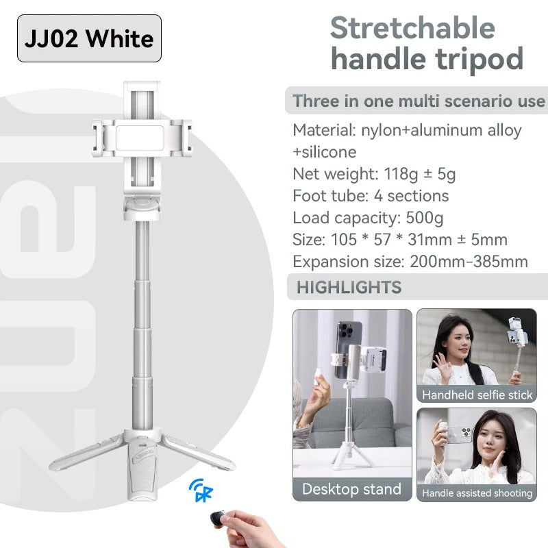Bluetooth-Selfie-Stick-Stativ — ausziehbarer 4-teiliger 360°-Halter