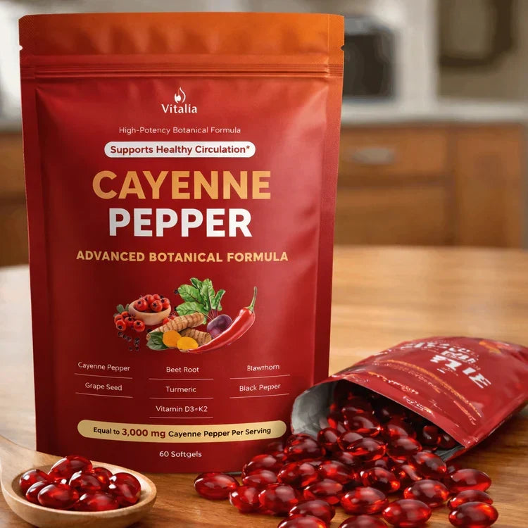 Cayenne Pepper Softgel Capsules — Hawthorn Berry, Ginseng, D3 & K2 Blend