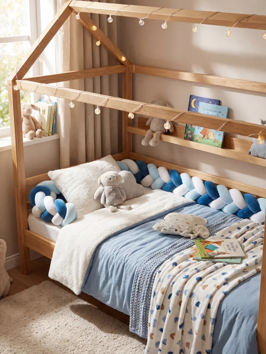 Terracotta Braided Velvet Baby Bed Bumper — Plush Crib Edge Cushion