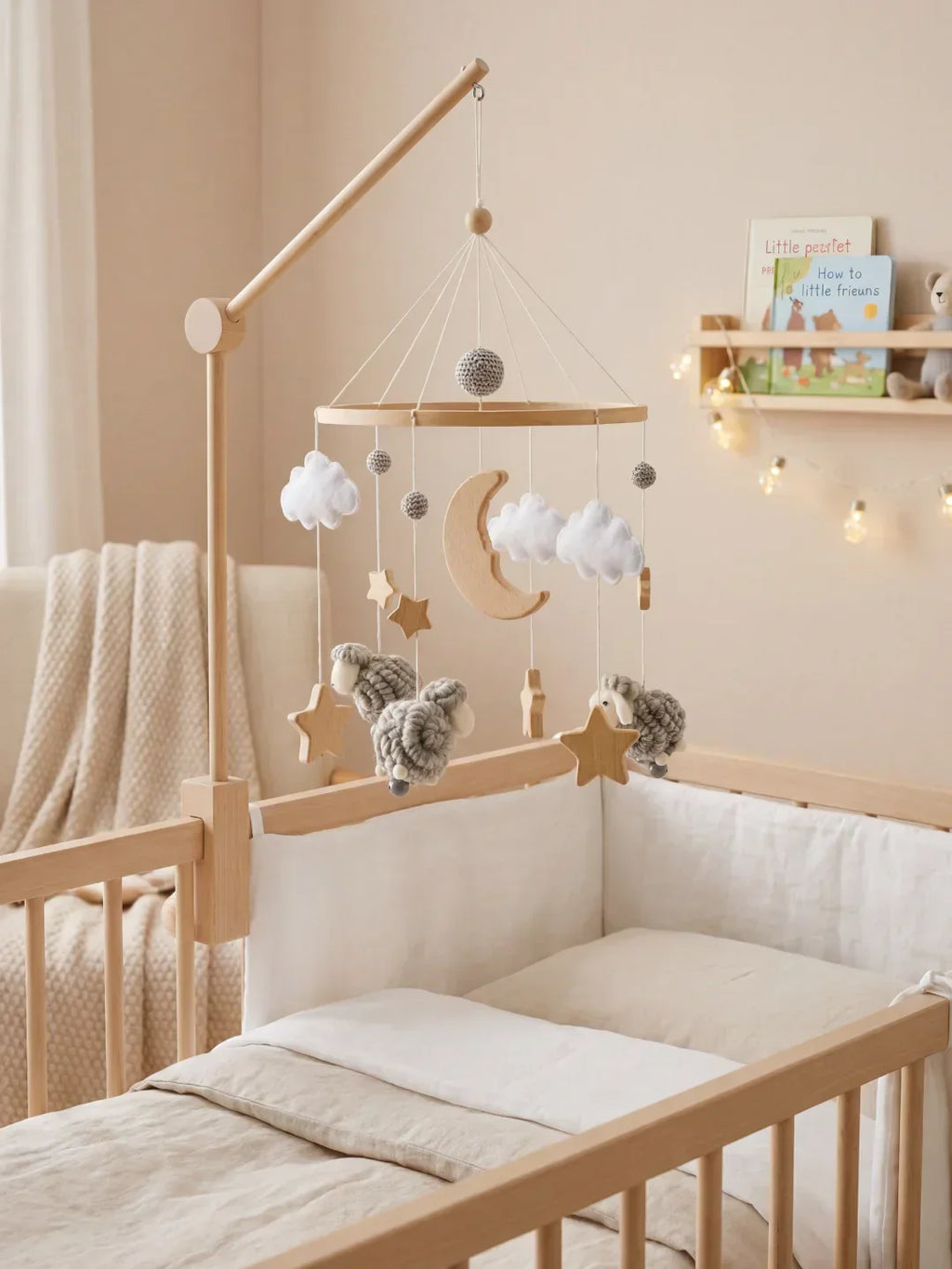 Wooden Baby Mobile — Slow Swaying Motion and Hanging Ornaments