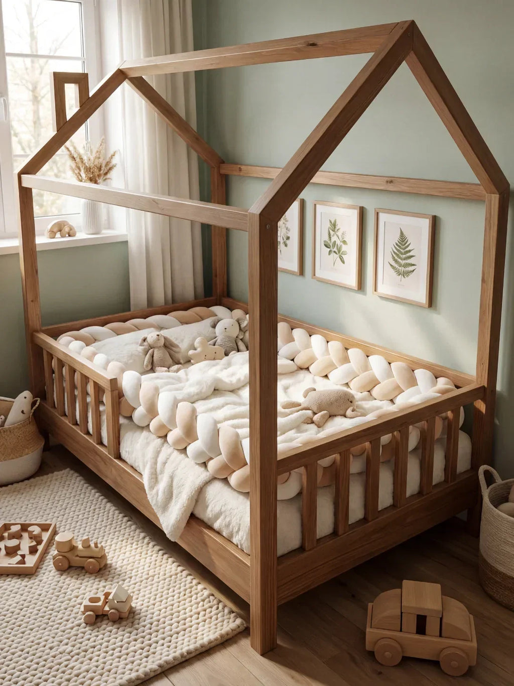 Two-Tone Braided Baby Crib Bumper — Premium Protection