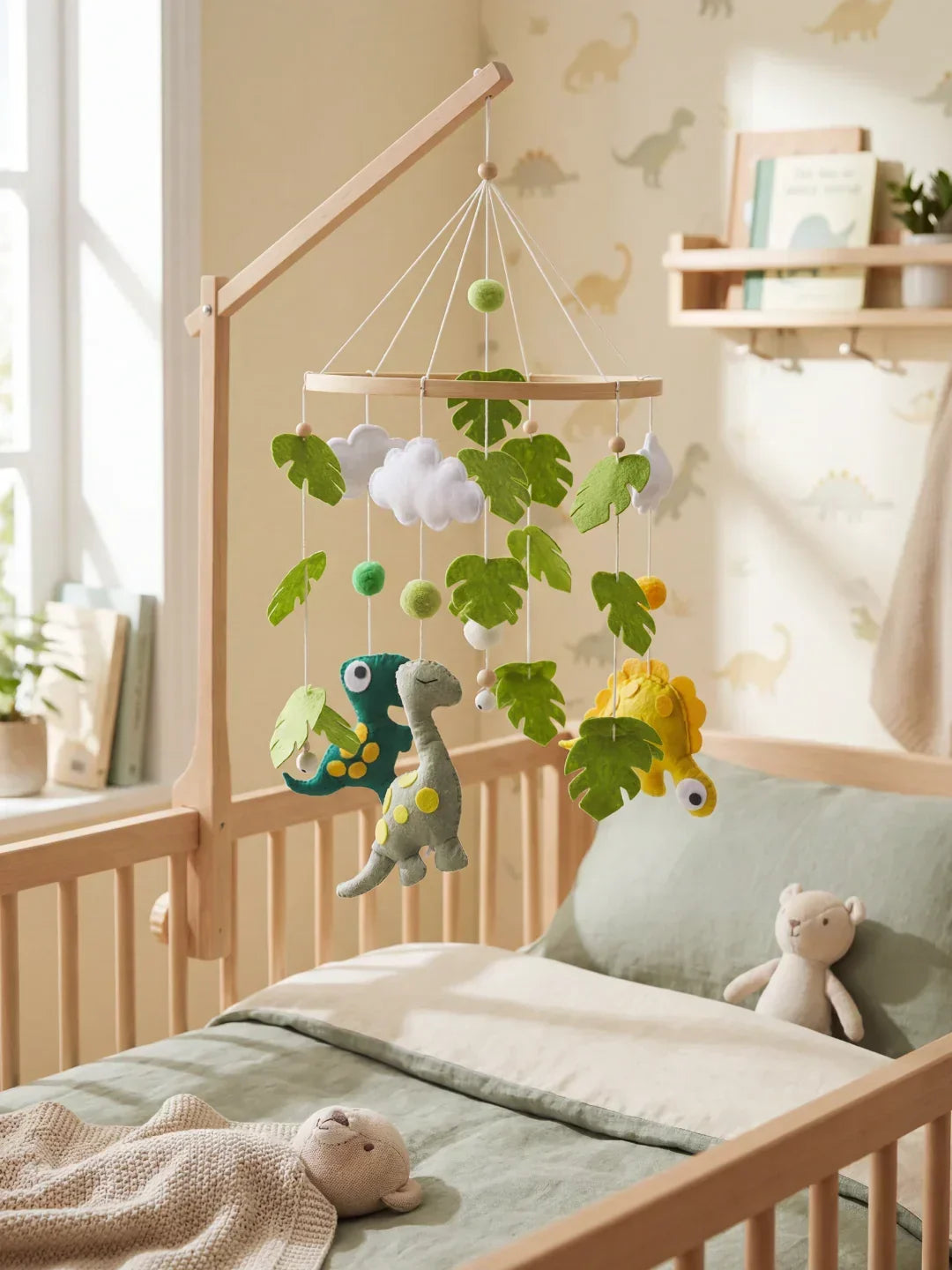 Wooden Baby Crib Mobile — Direct Arm Mount, Minimalist Design
