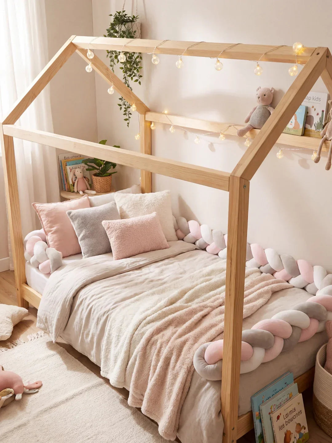 Terracotta Braided Velvet Baby Bed Bumper — Plush Crib Edge Cushion