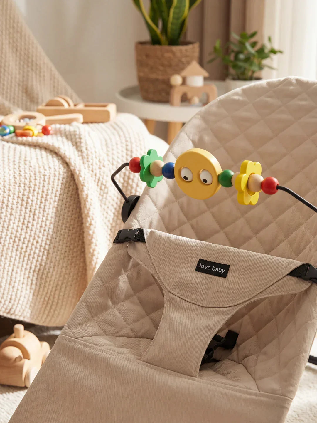 Collapsible Baby Bouncer Chair — Interactive Toy Arch Stand