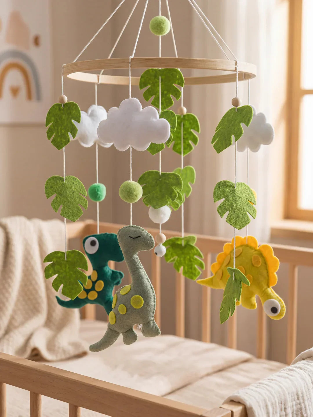Compact Wooden Baby Mobile and Hanging Support Arm Set