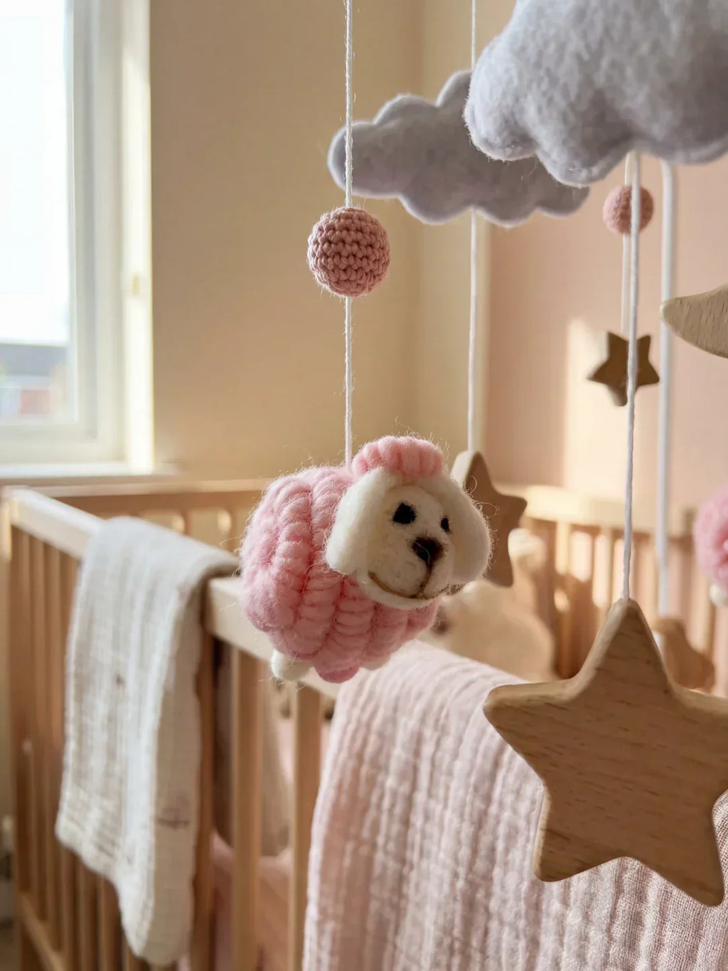 Wooden Baby Mobile — Slow Swaying Motion and Hanging Ornaments