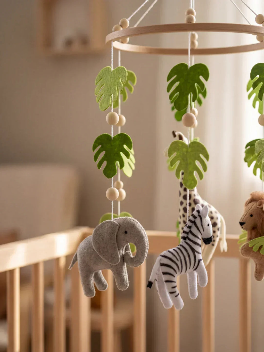 Compact Wooden Baby Mobile and Hanging Support Arm Set