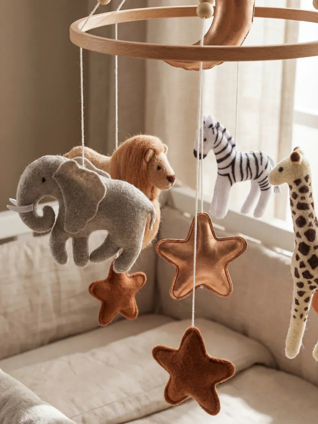 Wooden Baby Crib Mobile — Direct Arm Mount, Minimalist Design