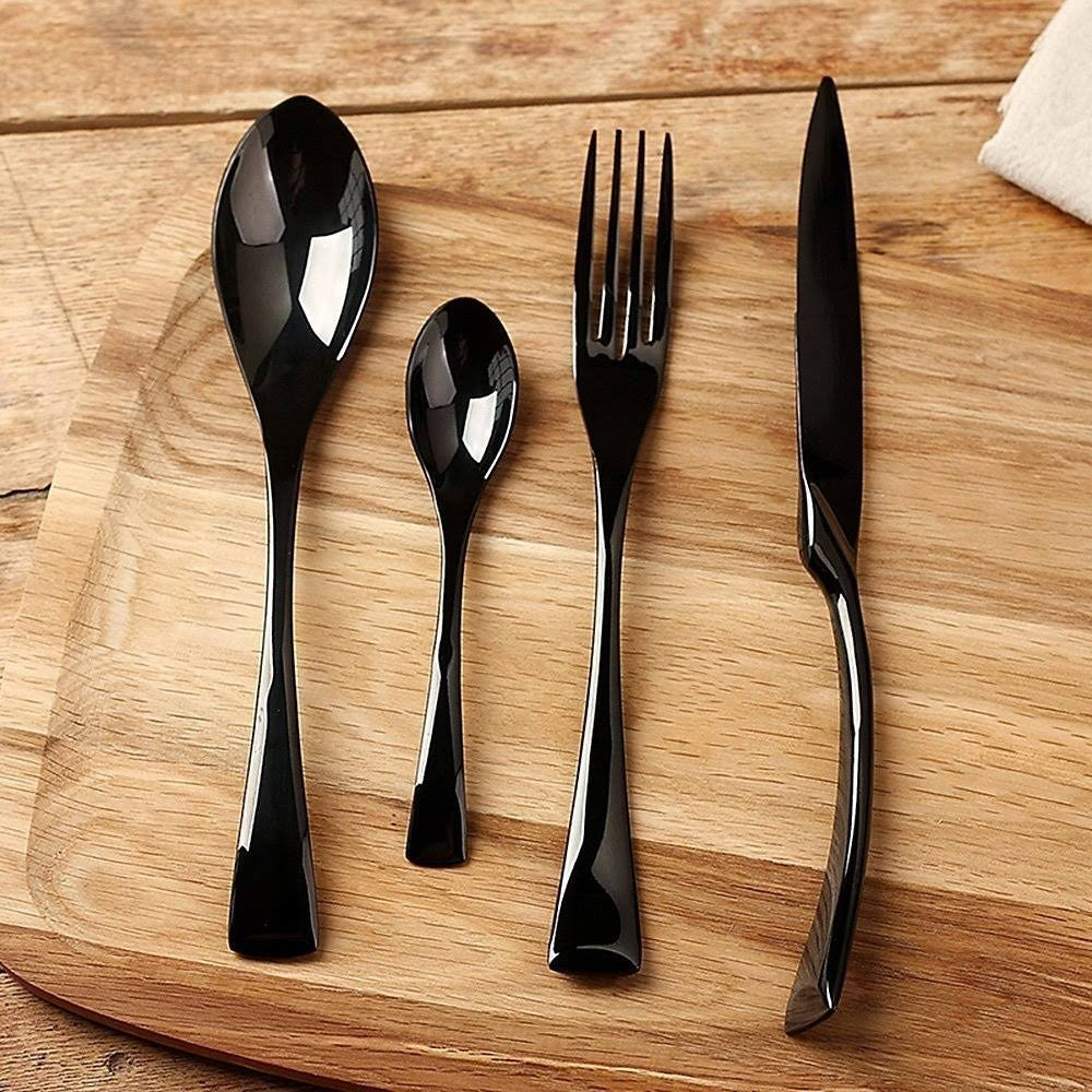Venetto Design Besteckset in Tiefschwarz - raffiniertes modernes Tafelgeschirr