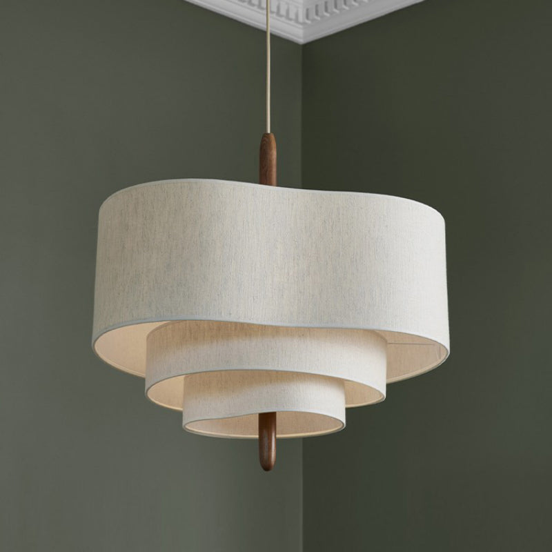 LuminaWeave Fabric Chandelier — Classic Silhouette, Soft Textured Shade, Small Size