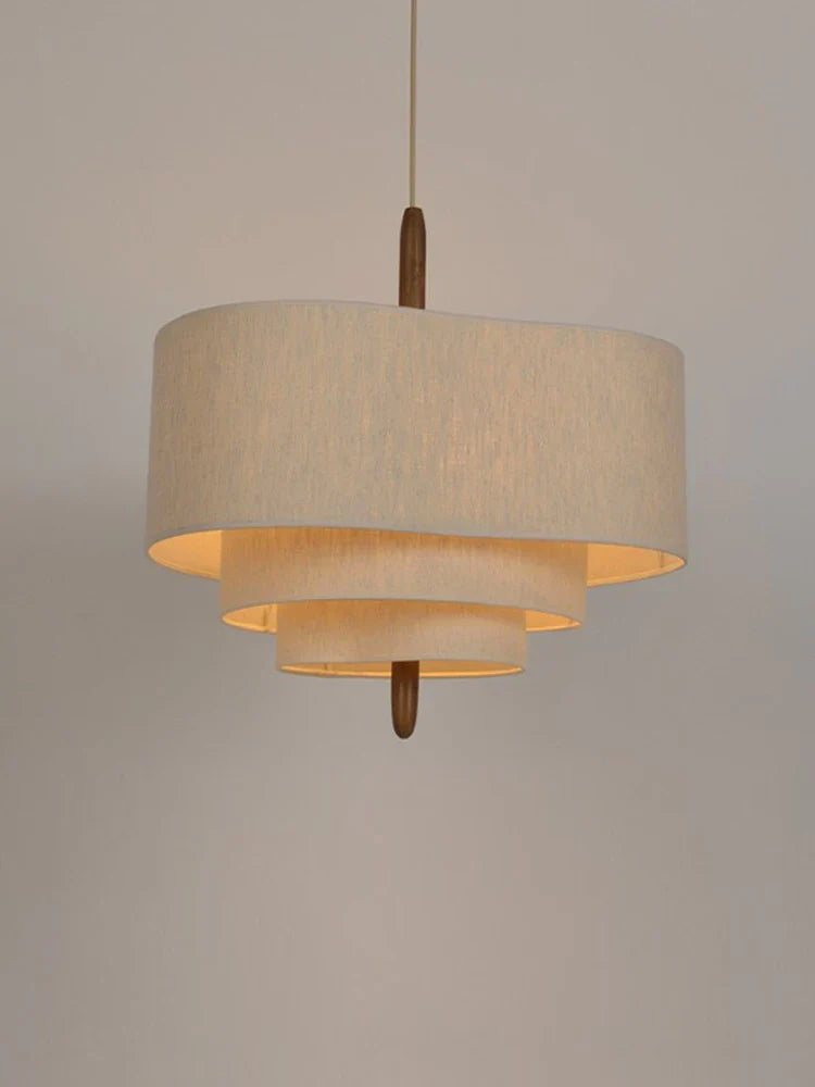 LuminaWeave Fabric Chandelier — Classic Silhouette, Soft Textured Shade, Small Size