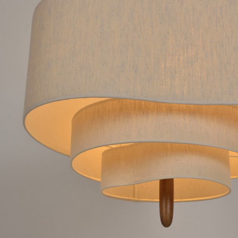 LuminaWeave Fabric Chandelier — Classic Silhouette, Soft Textured Shade, Small Size
