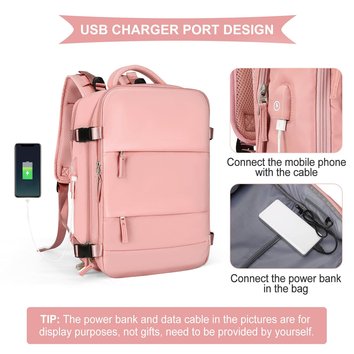 Mochila de viagem inteligente e expansível para mulheres e homens