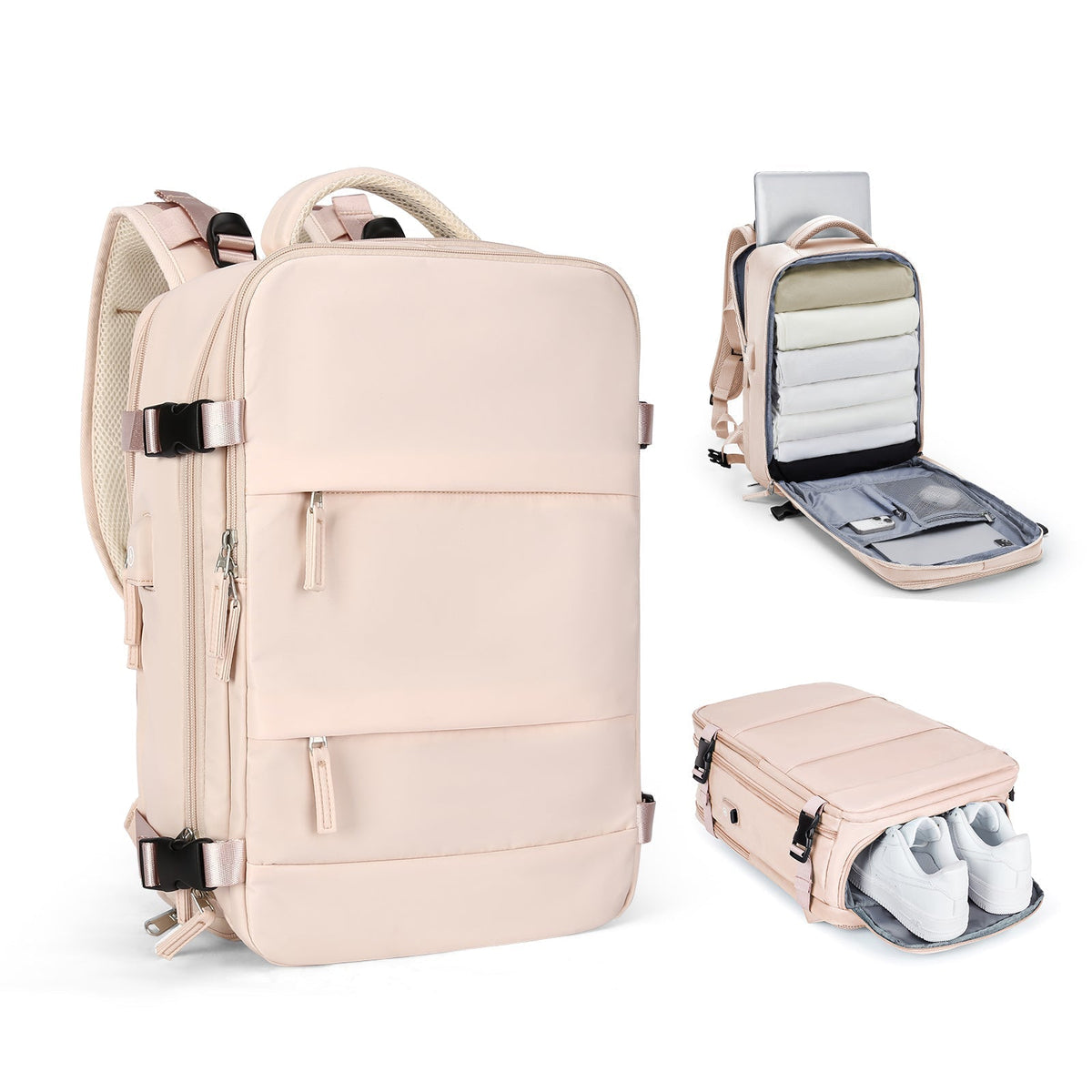 Mochila de viagem inteligente e expansível para mulheres e homens
