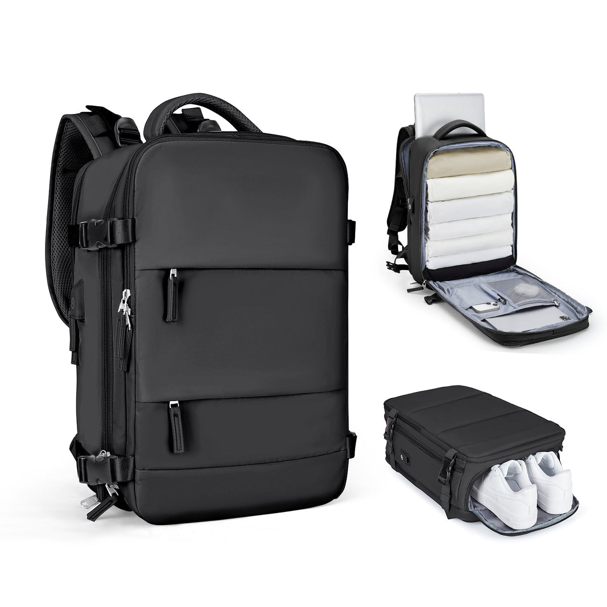 Mochila de viagem inteligente e expansível para mulheres e homens
