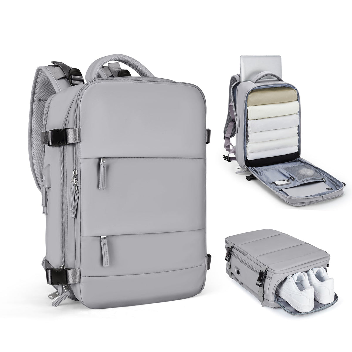 Mochila de viagem inteligente e expansível para mulheres e homens