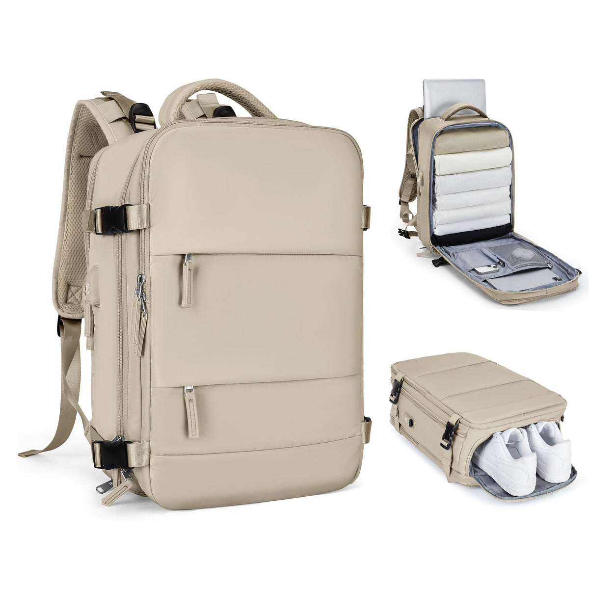 Mochila de viagem inteligente e expansível para mulheres e homens