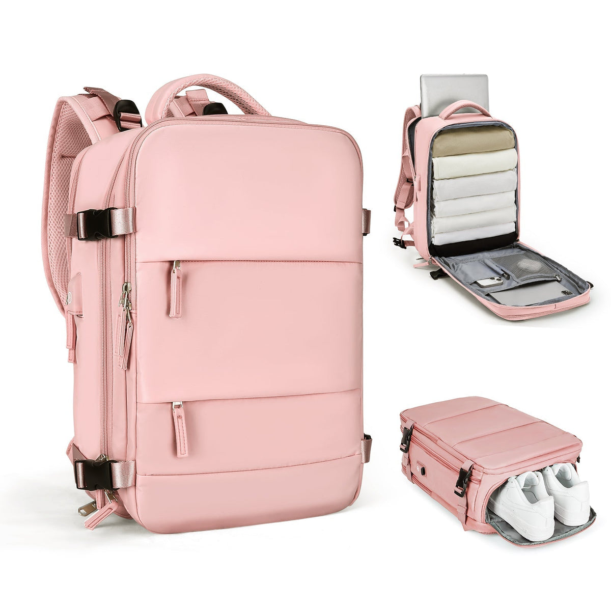 Mochila de viagem inteligente e expansível para mulheres e homens