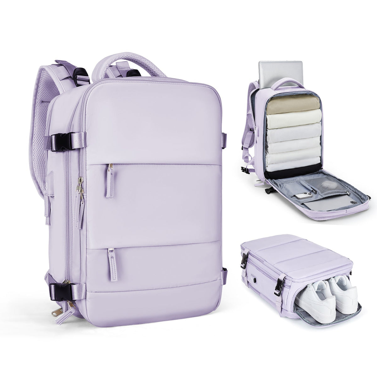 Mochila de viagem inteligente e expansível para mulheres e homens