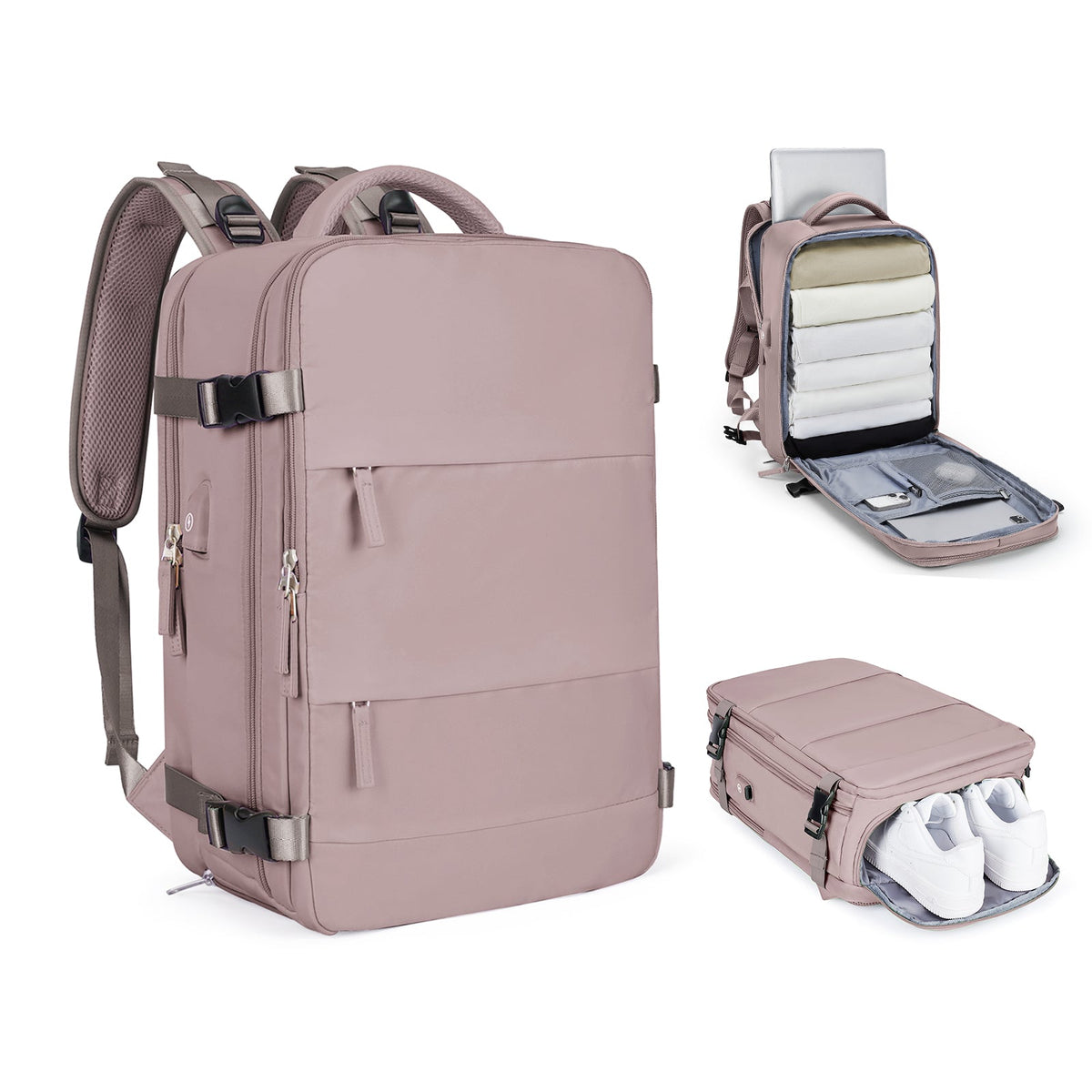 Mochila de viagem inteligente e expansível para mulheres e homens
