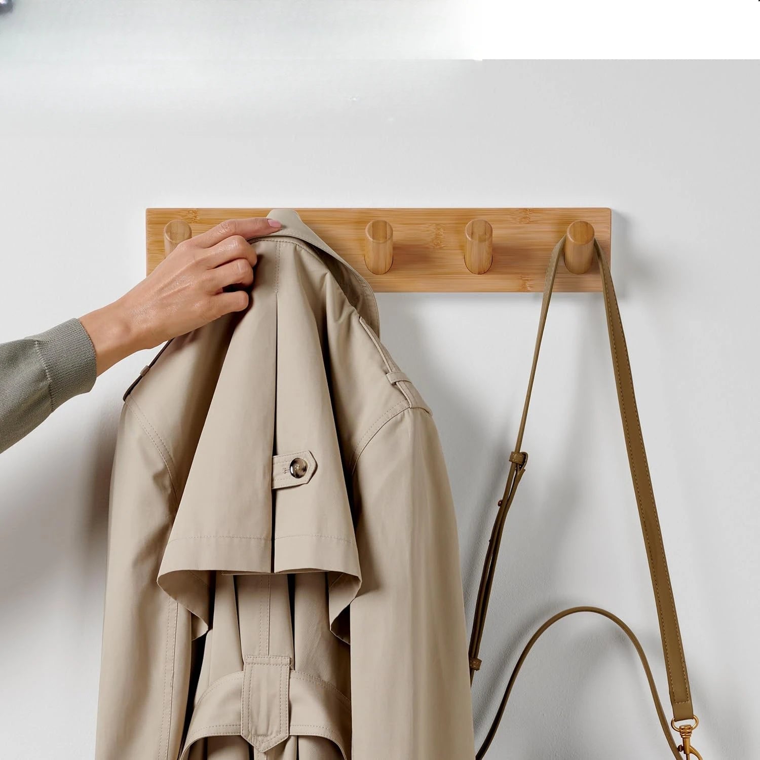 Wooden Wall-Mounted Coat Hook Rack with 5 Hooks | Filindra
