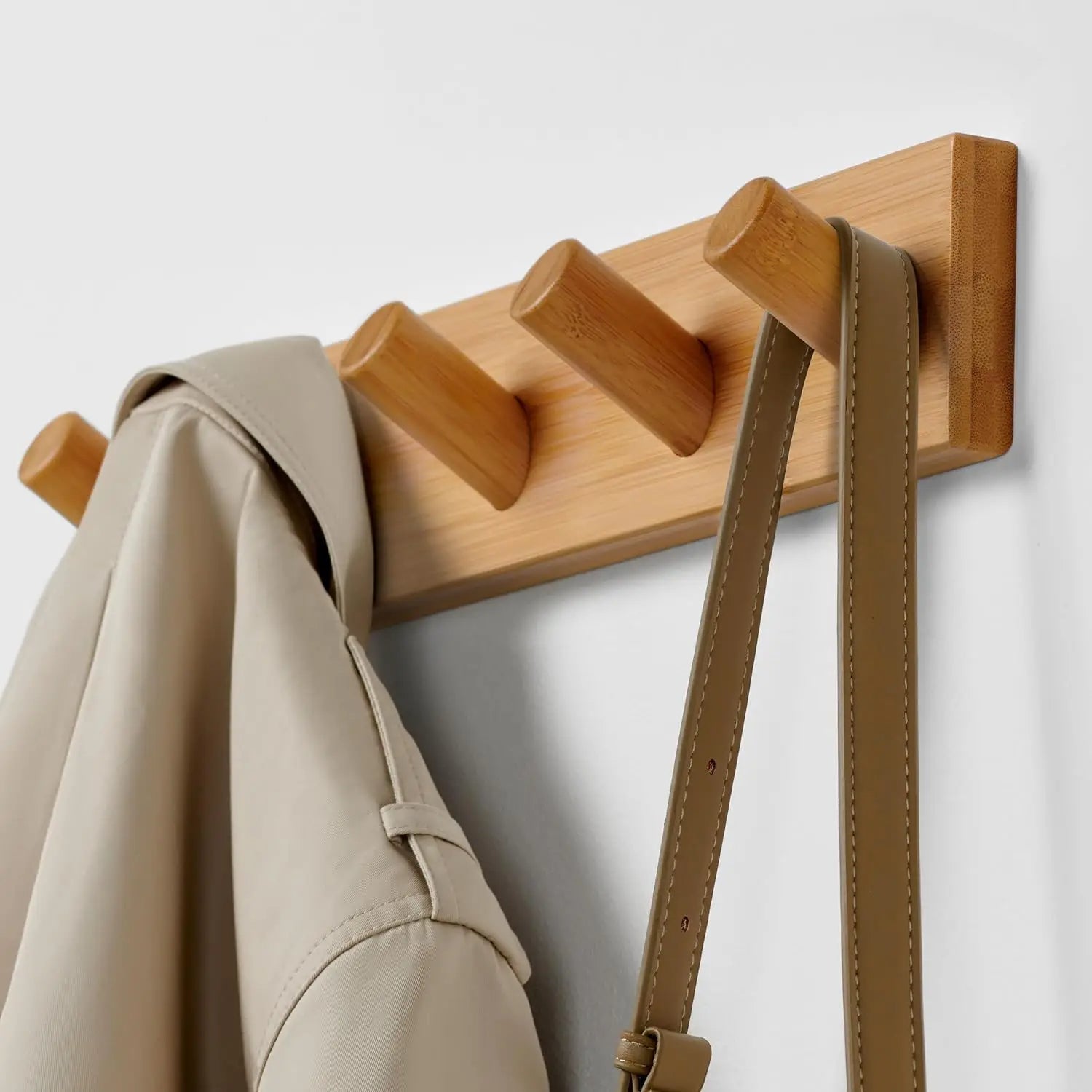 Wooden Wall-Mounted Coat Hook Rack with 5 Hooks | Filindra